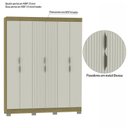 Ver imagem 6 de Guarda-Roupa Casal Ripado com 6 Portas e 2 Gavetas York Marrom/Freijó/Off White