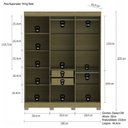 Ver imagem 3 de Guarda-Roupa Casal Ripado com 6 Portas e 2 Gavetas York Marrom/Freijó/Off White