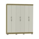 Ver imagem 2 de Guarda-Roupa Casal Ripado com 6 Portas e 2 Gavetas York Marrom/Freijó/Off White