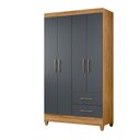 Ver imagem 7 de Guarda Roupa Solteiro 4 Portas 2 Gavetas Chile - Freijo / Cinza Freijo / Cinza