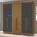 Ver imagem 2 de Guarda Roupa Casal 2030230 6 Portas 230 Cm Atacama Grafite Ripado Armoveis