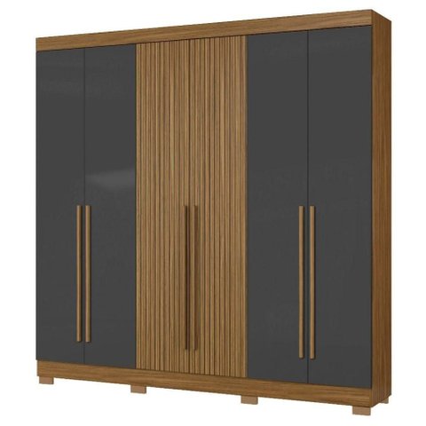 Guarda Roupa Casal 2030230 6 Portas 230 Cm Atacama Grafite Ripado Armoveis