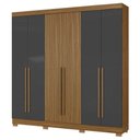 Ver imagem 1 de Guarda Roupa Casal 2030230 6 Portas 230 Cm Atacama Grafite Ripado Armoveis