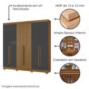 Ver imagem 4 de Guarda Roupa Casal 2030230 6 Portas 230 Cm Atacama Grafite Ripado Armoveis