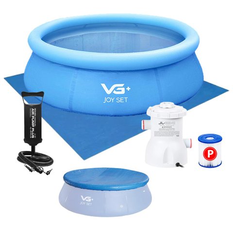 Piscina Inflável Joy Set 2490l Circular 240cm com Capa Filtro Bomba Forro Vg Plus 220v