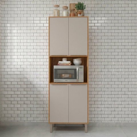 Torre Quente 4 Portas Nicho para Forno ou Microondas 70 cm Brilhante Celeste Bege/Cinamomo/Offwhite