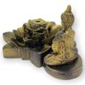Incensário Cascata Flor De Lotus Buda Mini Dourado 7Cm - 3