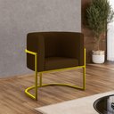 Ver imagem 1 de Poltrona Corino Decorativa Lua Recepção Base Ferro Gold Cor:marrom