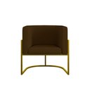 Ver imagem 2 de Poltrona Corino Decorativa Lua Recepção Base Ferro Gold Cor:marrom