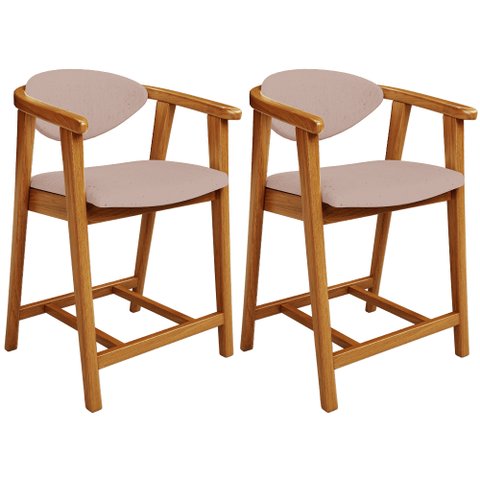 Kit 02 Banquetas Baixa para Cozinha Sala Jantar Bancada Cecília L02 Linho Rosê - Lyam Decor