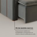 Ver mais imagens de Sofá Cama Retrátil em Madeira Eucalipto e Linho 220cm Creta Cinza Escuro
