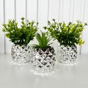Ver imagem 3 de Trio Vaso Prata Estilo Abacaxi com Estampa em Alto Relevo