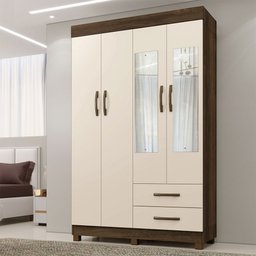 Roupeiro Copacabana New 4 Portas 2 Gavetas com Espelho Benetil Móveis - 1