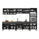 Ver imagem 4 de Armário De Cozinha Completa 5 Peças Com Leds Mp2014.895 Veneza Up Multimóveis Preto