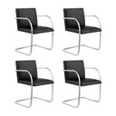 Ver imagem 1 de Kit 4 Cadeiras Brno Couro Natural Preto Tubular Cromada
