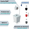 SUPORTE INOX PARA PAPEL HIGIÊNICO C/ LIXEIRA BRANCO LUXO - 3