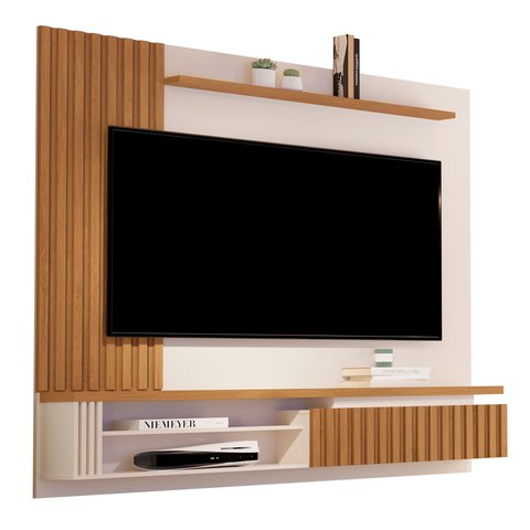 Painel para Tv de até 55 Polegadas Mdp Muller Wood Ripado - Giga Móveis:off White/nature