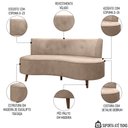 Ver imagem 3 de Sofá 2 Lugares para Sala Living 135cm Pés Palito Korah K04 Veludo Bege - Mpozenato
