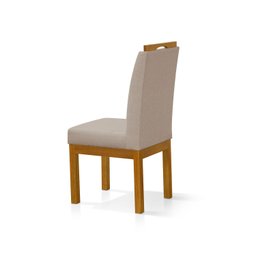 Conjunto 2 Cadeira Blend para Sala de Jantar Linho Bege Claro Pés Madeira Maciça Redenobre - 3