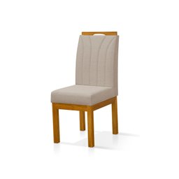 Conjunto 2 Cadeira Blend para Sala de Jantar Linho Bege Claro Pés Madeira Maciça Redenobre - 2