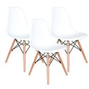 Ver imagem 1 de Kit 3 Cadeiras Charles Eames Eiffel Base Madeira Sala de Jantar Cozinha Branco Branco