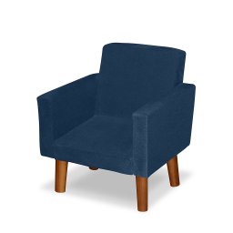Mini Poltrona Cadeira Infantil Nina de Criança Suede Azul Marinho Pés Palito - 5