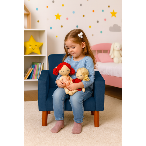 Mini Poltrona Cadeira Infantil Nina de Criança Suede Azul Marinho Pés Palito