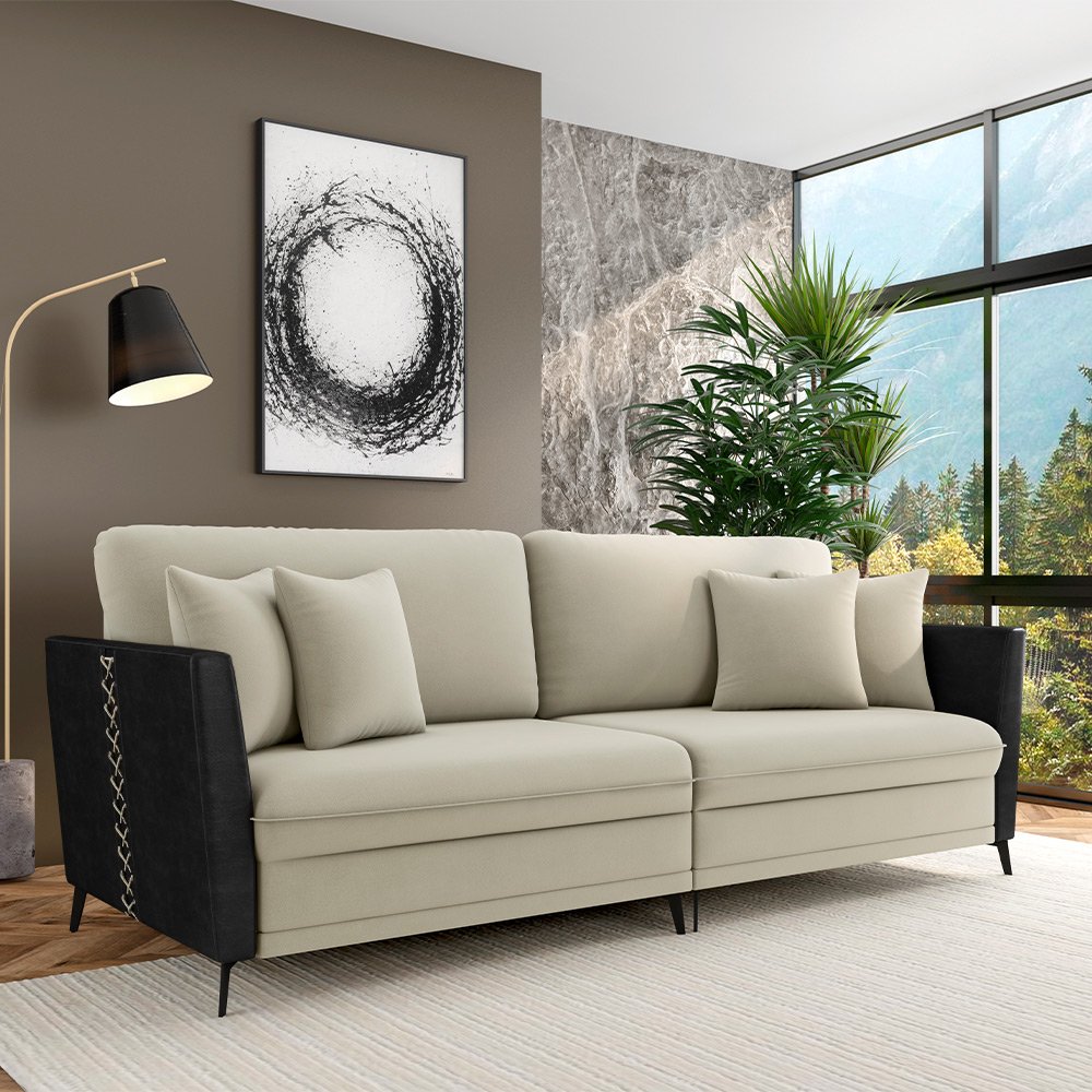 Sofá Living Decorativo Zagreb 2 Lugares 202cm com Almofadas Pés de ...