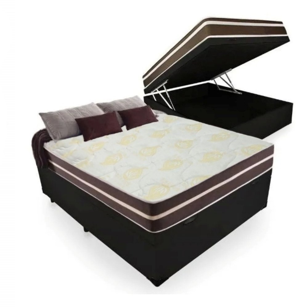 Cama Box Baú Viúva + Colchão de Molas Ensacadas Classic Brow Firme para 120 Kilos - 1