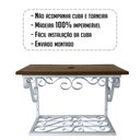 Ver imagem 3 de Bancada Branca em Ferro e Madeira para Pia de Banheiro Provençal Libertas Rosas Artesanato Bancada R