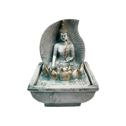 Fonte Resina Buda Hindu Flor Lótus Mini Turquesa 18cm Bivolt - 1