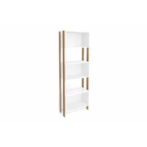 Estante Livreiro de Escritório RT3093 c/ 3 Nichos Rustico/Branco - Movelbento