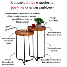 Mesa Lateral Sala Estar Apoio Canto Sofá Conjunto Rustico Pequena Redonda Recepção:tampos Madeirados - 5