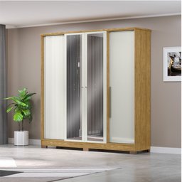 Guarda-roupa Casal 4 Portas 2 Gavetas com Espelho Mônaco - 1