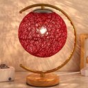 Ver imagem 1 de Luminaria Abajur Cupula Lua Bola Base Madeira Decoraçao Rustica Casa Quarto Escritorio Casa Mesa