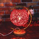 Ver imagem 2 de Luminaria Abajur Cupula Lua Bola Base Madeira Decoraçao Rustica Casa Quarto Escritorio Casa Mesa