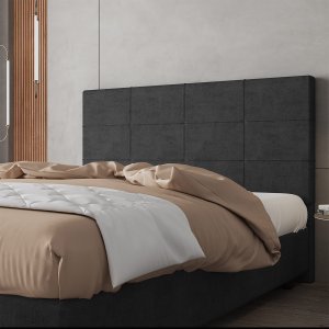 Cabeceira Estofada Casal Queen Size 160 Cm Marte Veludo Preto Skybox