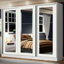 Ver imagem 1 de Guarda-roupa Casal 100% Mdf Madesa Eros 3 Portas de Correr de Espelho - Branco