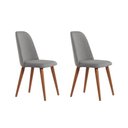 Ver imagem 1 de Conjunto com 2 Cadeiras de Madeira Maciça Estofada New Drop - Natural C/ Linho Cinza - Cobre