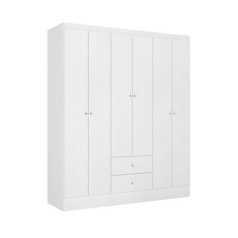Guarda Roupa Casal Astro 6 Portas 2 Gavetas Branco - Thb Móveis