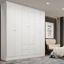 Ver imagem 2 de Guarda Roupa Casal Astro 6 Portas 2 Gavetas Branco - Thb Móveis