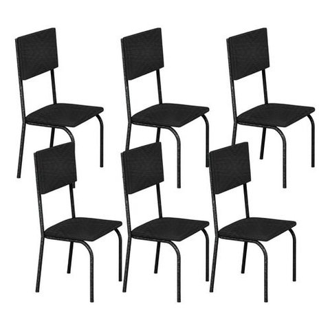 Kit 6 Cadeiras Ana Corino Tempest Preto Tubo Martelado