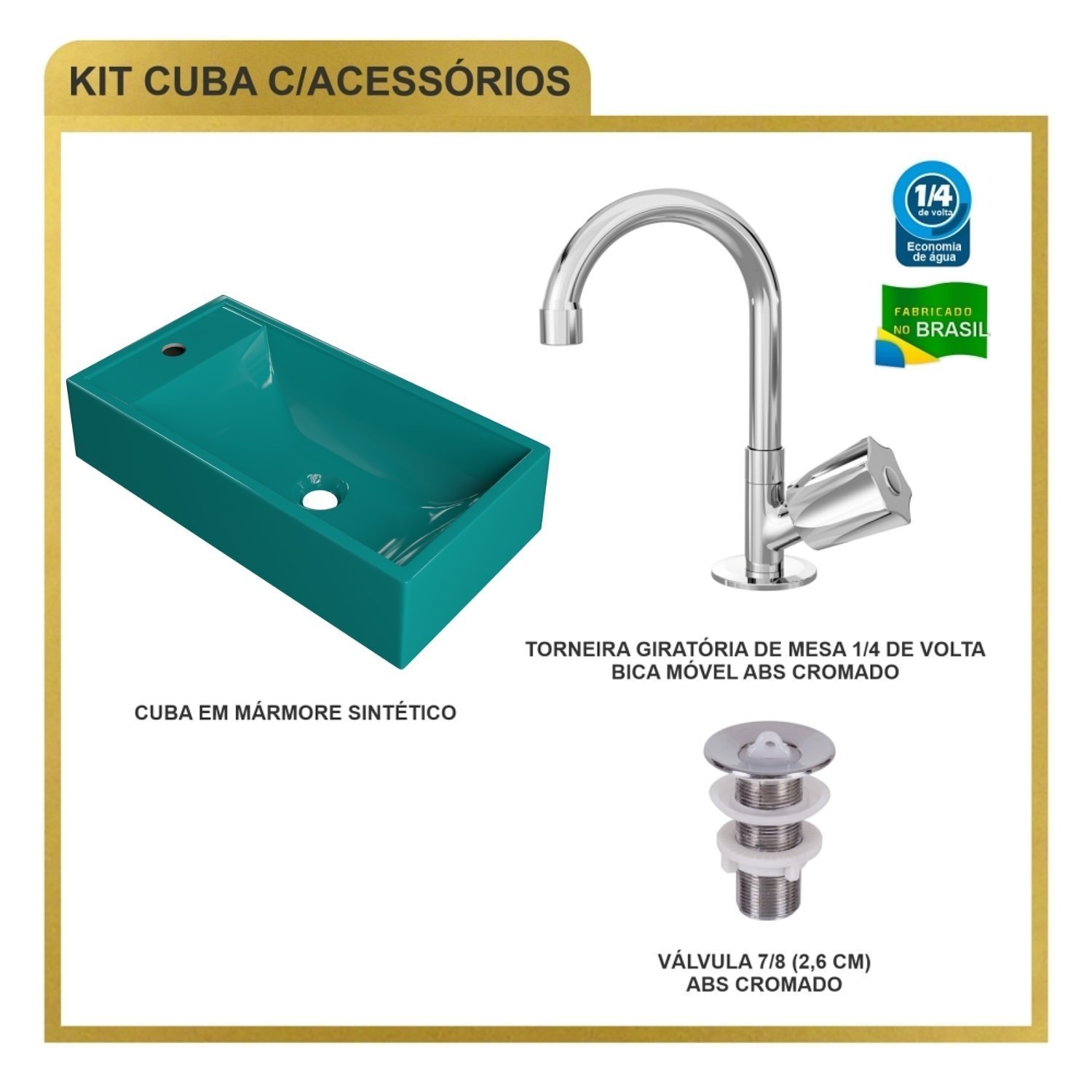 Kit Cuba Rl545 Roma com Torneira C50 e Válvula Abs - 8