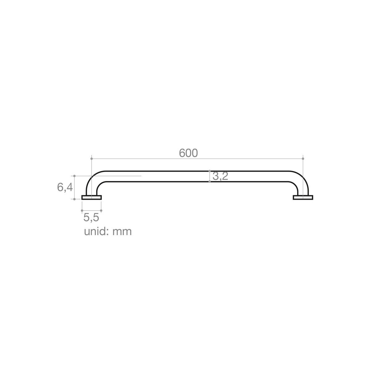 Barra De Apoio Metal Idoso Deficiente 60 Cm Banheiro Civitt - 3