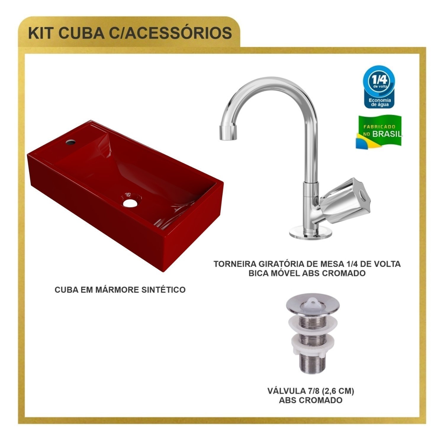 Kit Cuba Rl545 Roma com Torneira C50 e Válvula Abs - 8