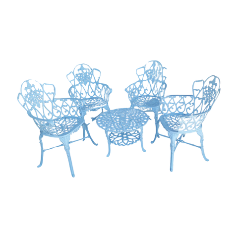 Conjunto de Mesa para Jardim Floral com 4 Poltronas e Mesa Baixa em Alumínio Fundido Unifer Móveis