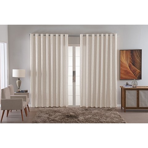Cortina Jacquard Luxo em Tecido Semi Blackout Sala 6,00x2,80:bege