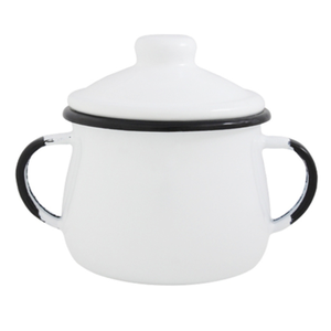 Açucareiro Esmaltado Ewel 380ml Alta Durabilidade Aço Revestido Esmalte Vítreo Design Premium Branco