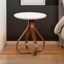 Ver imagem 3 de Mesa Bella de Canto com Tampo de Vidro Redonda Base de 70cm - Off White Luka Decor