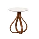 Ver imagem 1 de Mesa Bella de Canto com Tampo de Vidro Redonda Base de 70cm - Off White Luka Decor